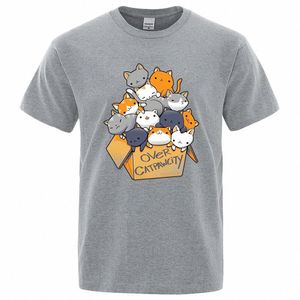 Birçok kedi Pissite Baskı Baskı Tişörtleri Erkekler Büyük Boy Günlük Tee Giysileri Ter Yaz pamuklu Tişört Günlük Kısa Kol I1X1#