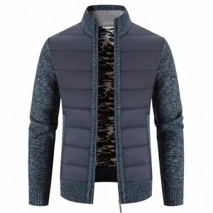 winter Thick Fleece Cardigan Men Warm Sweatercoat Fi Patchwork Mens Knittde Sweater Jackets Casual Knitwear Outerwear Men C0eS#