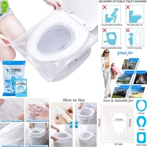 2024 6/50Pcs Biodegradable Disposable Plastic Toilet Seat Cover Portable Safety Travel Bathroom Toilet Paper Pad Bathroom Accessories