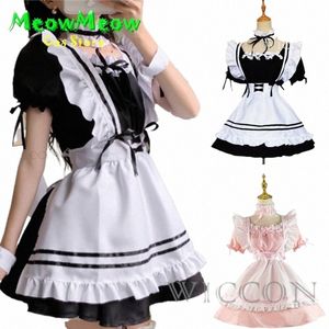 يابانية خادمة موحدة فتاة جميلة الطالب Lolita Dr Cosplay زي حلوة Cat Cat Cafe Print Harajuku Kawaii Lingerie W5il#