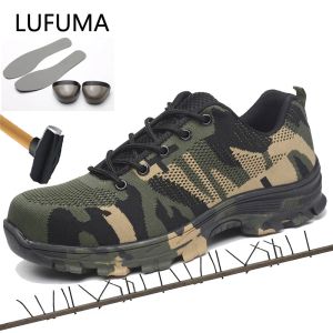 スリッパlufuma Construction Men's Outdoor Plus Size Steele Toe Cap Work Boots Shoes Men Camouflage Puncture Proof Safety Shoes Shoesable