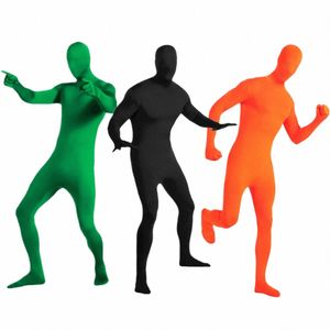 svart zentai full bodysuit för män kvinnor halen carnival cosplay custome hud tight jumpsuit spandex body kostym y5xs#