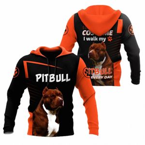 Drop Ship Love Pitbull Dog 3D över hela tryckta herrens huvtröja unisex casual pullover streetwear jacka tracksuits dk248 j44y#