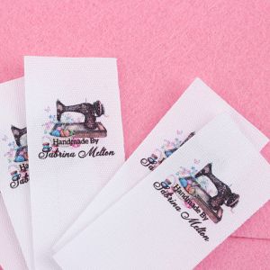 accessories Clothing Labels, Personalized Brand, Custom Logo, Cotton Tags, Business Name, Handmade, Sewing Machine, 25mm x 60mm (MD5246)