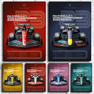 Bagni 2023 Stagione F1 Auto da corsa Campionato del mondo di Formula Uno Stampa Poster Art for Living Room Home Decor Pittura Immagine della parete