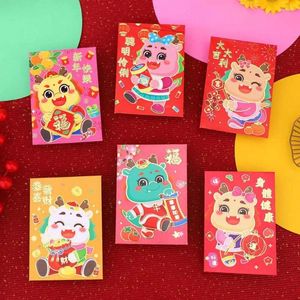 Confezione regalo 6 pezzi/set sacchetto per imballaggio di denaro drago cinese busta rossa forniture di cancelleria decorazioni annuali tasca portafortuna