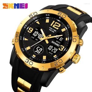 Wristwatches SKMEI Men's Electric Watch Original Genuine Silicone Strap Rich Color Double Time Timer Ring Clock Birthday Gift Diving 2102