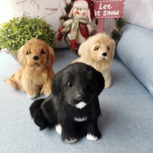 Miniatures Soft Realistic Stuffed Animal Plush Toys Lifelike Black Labrador Dog Home Decor Ornaments Crafts Simulation Puppy Toy