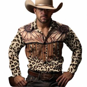 Retro Lg Sleve Western Cowboy Erkek Sosyal Gömlek Bluz Rockabilly Men Street Vintage Fi Günlük Giyim Camisas Casuais J6mi#