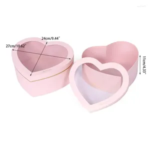 Gift Wrap 2pcs Heart Shaped Flower Box Floral Boxes With Transparent Window Lids Luxury Style Arrangements Day Wholesale