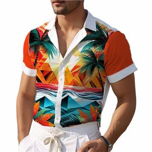 3D Cocut Tree Stampa Camicie hawaiane per uomo Summer Beach Camicia da uomo casual Fi Street Man Abbigliamento Camicie oversize larghe N8rD #