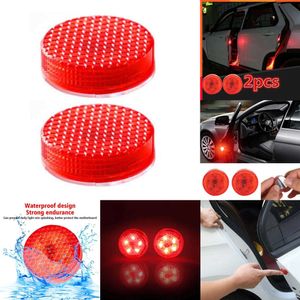 Atualizar novo 2 pçs led aviso de segurança da porta de abertura do carro anti-colisão vermelho 3v strobe piscando luzes de alarme universal