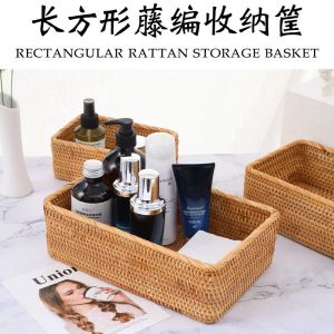 Cestas vietnamitas de rattan, cesta de armazenamento para cosméticos, mesa de café, brinquedos, lanches, cesta de armazenamento de artigos diversos