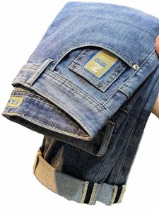 Calças lápis soltas jeans masculinos primavera nova marca fi fino ajuste tornozelo calças apertadas high-end bordado calças casuais masculinas m6ck #