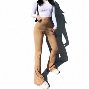 Donne sexy a vita alta Flare Leggings Pantaloni solidi Pantaloni sexy Bodyc Pantaloni Fi Club Elasticità casual Pantaloni a campana