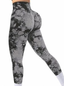 Calças femininas Tie-Dye Seaml Peach Butt cintura alta Butt Stretch Fitn Yoga Pants x6ZL #