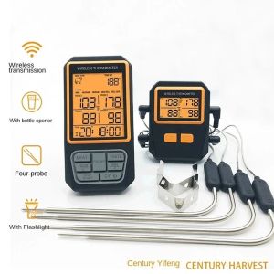 Indicatori Termometro per carne senza fili per alimenti per grigliate Affumicatore Forno per barbecue Termometro digitale da cucina per griglia per alimenti con 4 sonde Allarme timer