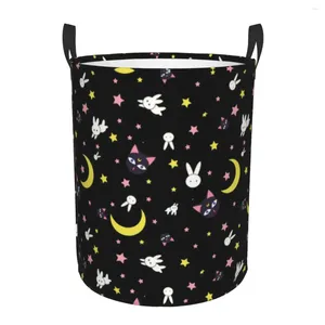 Laundry Bags Sailors Moon Pattern Basket Foldable Clothes Toy Hamper Storage Bin For Kids Nursery