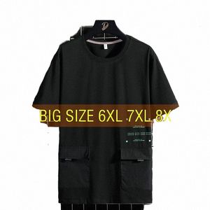t Shirt Men 6XL 7XL 8XL Short Sleeve 95% Cott Plus Size Black T-shirts Summer Tee Tshirt Fi HighStreet Loose Dropship K6Iu#