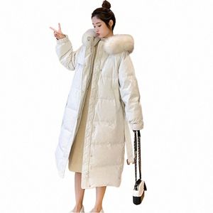 hstar 90% White Duck Down Jacket Women Lg Fox Fur collar Hooded Jacket New Loose Parka Coat Thickn Snow Warm Outwear 84st#