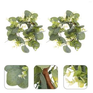 Decorative Flowers 2 Pcs Ring Tabletop Decoration Christmas Garland Sunflower Wreath Party Artificial Leaf Plastic Festival Boho