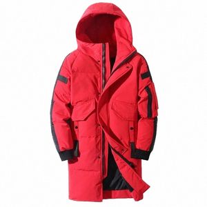 2023 Winter Men's Down Jacket Hooded Fi LG Parkas vindtät vattentät tjock varm kappa H9H6#