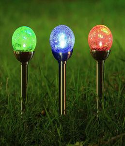 Solar Pathway Lights Crackle Glass Globe Solar Lights Outdoor Color Changing Stainless Steel Solar Garden Lights2447410