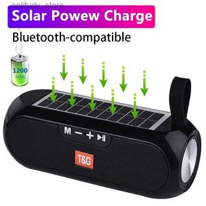 Alto-falantes portáteis Alto-falante portátil de carregamento solar Bluetooth à prova d'água e compatível caixa de música estéreo alto-falante banco de potência alto-falante portátil Q240328