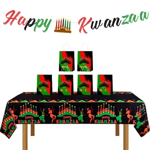Украшение вечеринки, декор Кванза, счастливый красный, черный, зеленый баннер, подарочные пакеты, африканское наследие, праздничная тема для поставок