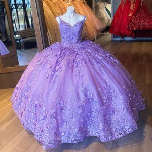 Lavender Shiny Off The Shoulder Princess Quinceanera Dress Bow Beading Tull With Cape Ball Gowns Vestidos De 15 Anos