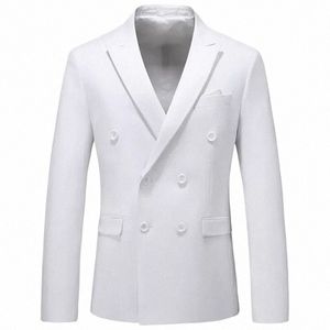 2022 Fi Новый мужской повседневный бутик Busin сплошной цвет двубортный пиджак пиджаки пальто l7N8 #