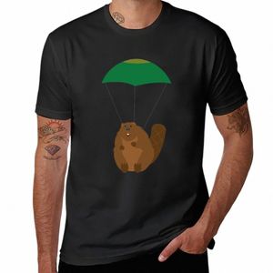 Ny fallskärmsbeaver T-shirt överdimensionerad t-shirt rolig t-shirt tees vanlig t-shirt herrstuga w6ap#