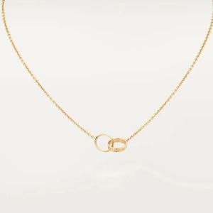 Nuovo design classico Doppio anello Charms Ciondolo Collana d'amore per le donne Ragazze Gioielli regalo per gli amanti del matrimonio in acciaio al titanio 316L