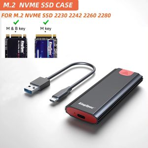 KINGSPEC M2 NVME SSD CASE 10GBPS HDD BOX M.2 NVME SSD till USB 3.1 Kapsling Typ-A till Type-C-kabel för M.2 SSD med OTG 240322