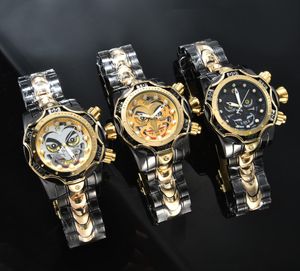 Invicto minvicto relógio esportivo masculino de quartzo, data, ouro, prata zeus, pulseira de fio de aço, horário mundial, função completa, fecho dobrável 51mm