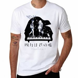 Nya Shigatsu wa kimi no uso transparent vers. T-shirt vintage kläder sommar toppar vanlig vit t skjortor män v5zd#