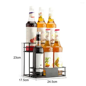 Kök förvaring smaksättning flask rack container arrangör mångsidig 2 nivå kaffesirap för
