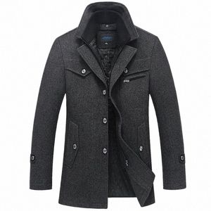 Kış Palto Erkekler Yeni Fi Çift Yakalı Rüzgar Yalıtısı Geri Yün Paltolar Erkek Çıkış Kış Ceket Kalın Sıcak Parka 5xl Giysileri P53L#