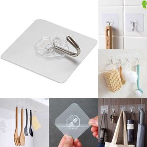 2024 10Pcs Transparent Storage Hooks Household Coat Rack Waterproof Adhesive Heavy Load Shelf Hangers Towel Hook Kitchen Accessories