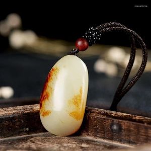 Pendants Natural White Hand Carved Seed Material Original Stone Shape Pendant Fashion Jewelry Men's And Women's Jade Necklace