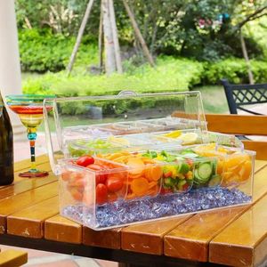 Förvaringsflaskor matbehållare med avtagbara fack plastlåda utomhus picknick för färskhetsfrukter