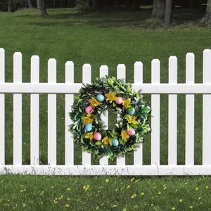 Decorative Flowers 2024 Easter Resurrection Festival Faux Flower Ring Door Hanging Ornament Vine Stripes Egg Accessories Layout Scene Decor