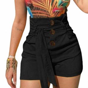 Venda quente Shorts femininos de cintura alta Shorts Street Casual Shorts Solid Color Beach Women's Skinny Short Daily Life 50nq #