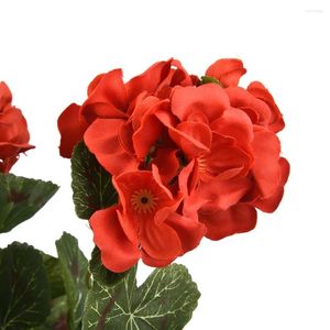 Flores decorativas 1 cachos gerânio artificial vermelho rosa planta simulação plantas flor para decoração do quarto