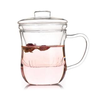 Transparent klart glasmjölkmugg kaffe te cup tekannkokare med infusör f 50jd vinglas230u