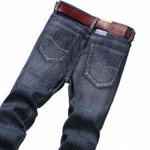 men's Classic Regular Fit Fleece Jeans Busin Fi Loose Casual Stretch Pants Male Brand Plus Veet Padded Warm Trousers I1zz#