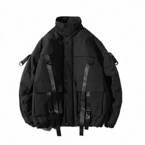 Neue Ribbs Taschen Winterjacke Männer Dicke Hip Hop Streetwear Parka Männer Mäntel Lässig Gepolsterte Herrenjacken Männliche Kleidung US-Größe d2fy #