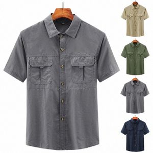 Homens camisas casuais e blusas camisa de grandes dimensões para homens social formal camisa tops manga curta camisa de carga geral roupas masculinas 4xl f41M #