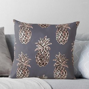 Kudde Rose Gold Sparkle Ananas på grå kastkuddar Bed S Cover Luxury