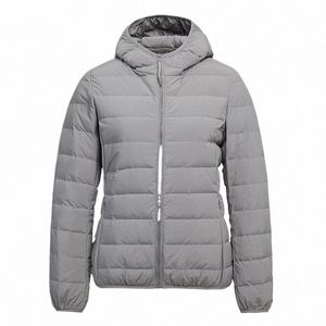 가을 겨울 새로운 단색 lg 슬리브 따뜻한 다운 재킷 여자 fi 얇은 다운 재킷 캐주얼 흰색 오리 다운 후드 코트 p8dw#